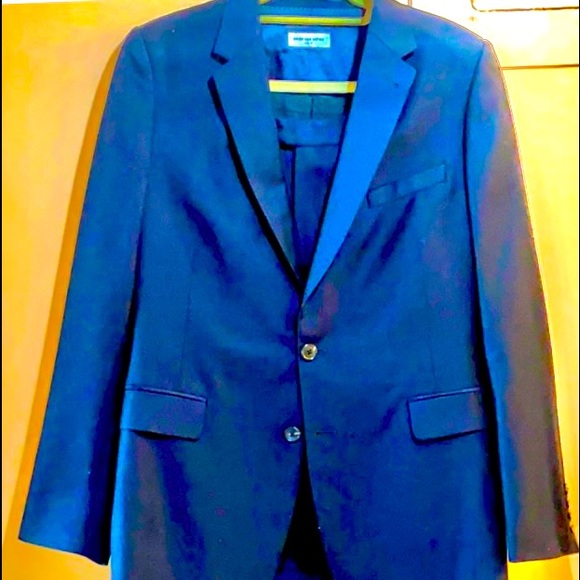 DRIES VAN NOTEN WOOL/CASHMERE BLUE SUIT - SIZE 40
